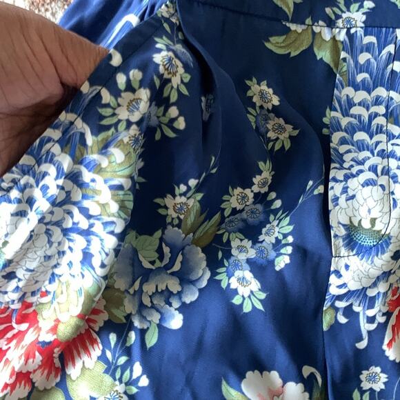 Zara Silky Harness The Power Of Flowers Straight Leg Crop Pants Pull On Blue M - Picture 11 of 14